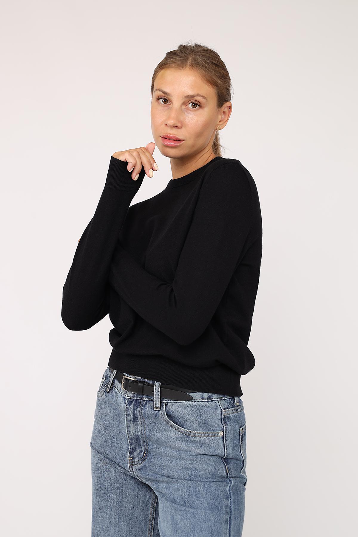 Джемпер жіночий ЦБ-00273137 р. 52 Чорний (SKT001053475) - фото 4 Джемпер жіночий ЦБ-00273137 р. 52 Чорний (SKT001053475) - фото 4