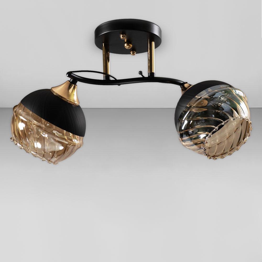 Люстра потолочная Light House SC-18741/2 BK/FG 440х180х240 мм Черный/Золотой/Медовый/Черный