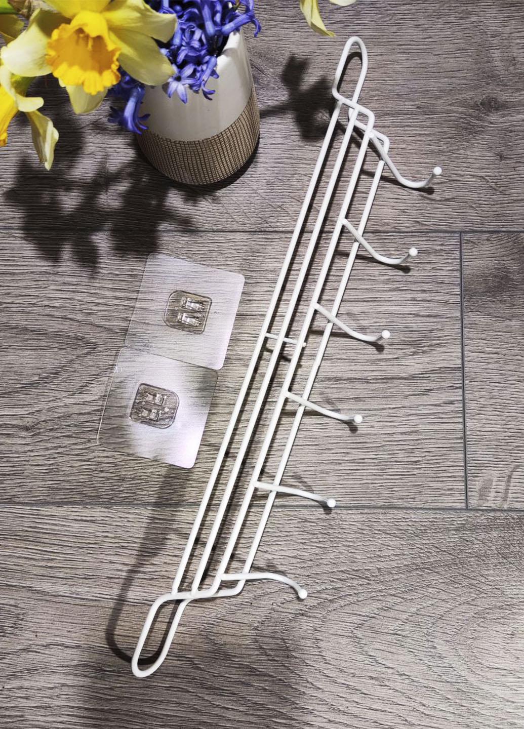 Вешалка настенная 6 крючков Stenson 45х6 см с держателем для ножей Белый (TL00415M)