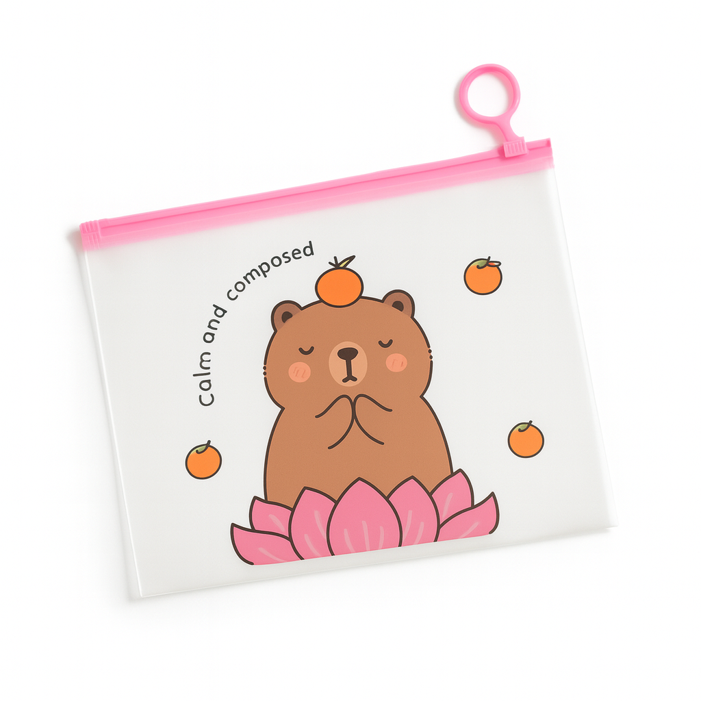 Папка-пенал з бігунком Капібара Calm and composed А5 Різнокольоровий/Прозорий