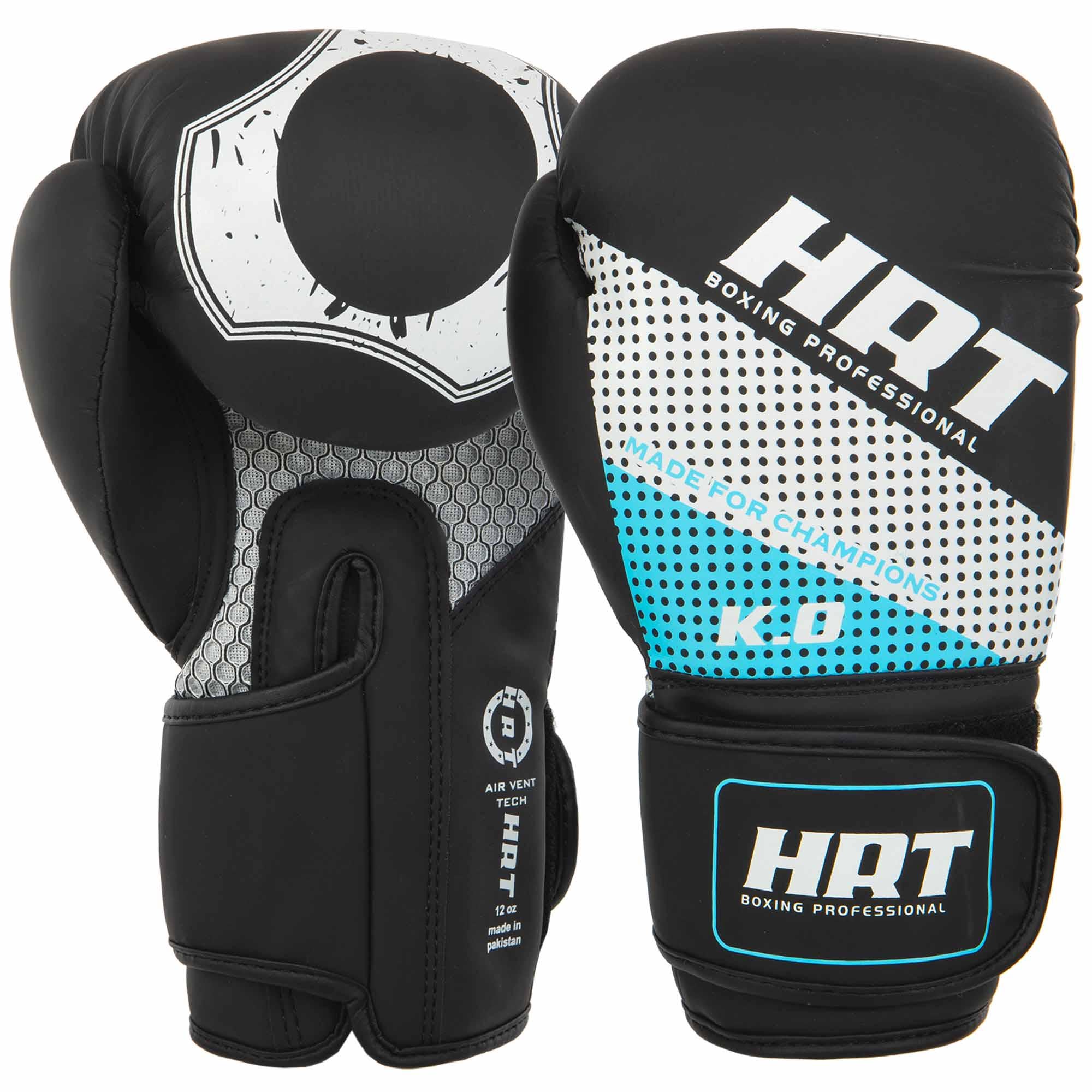 Перчатки боксерские Hard Touch BO-8469 12oz Черно-голубой (BO-8469_Черный-голубой_12_унц)