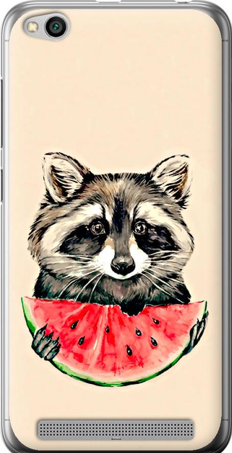 Чехол на Xiaomi Redmi 5A Енотик с арбузом (4605u-1133-42517)