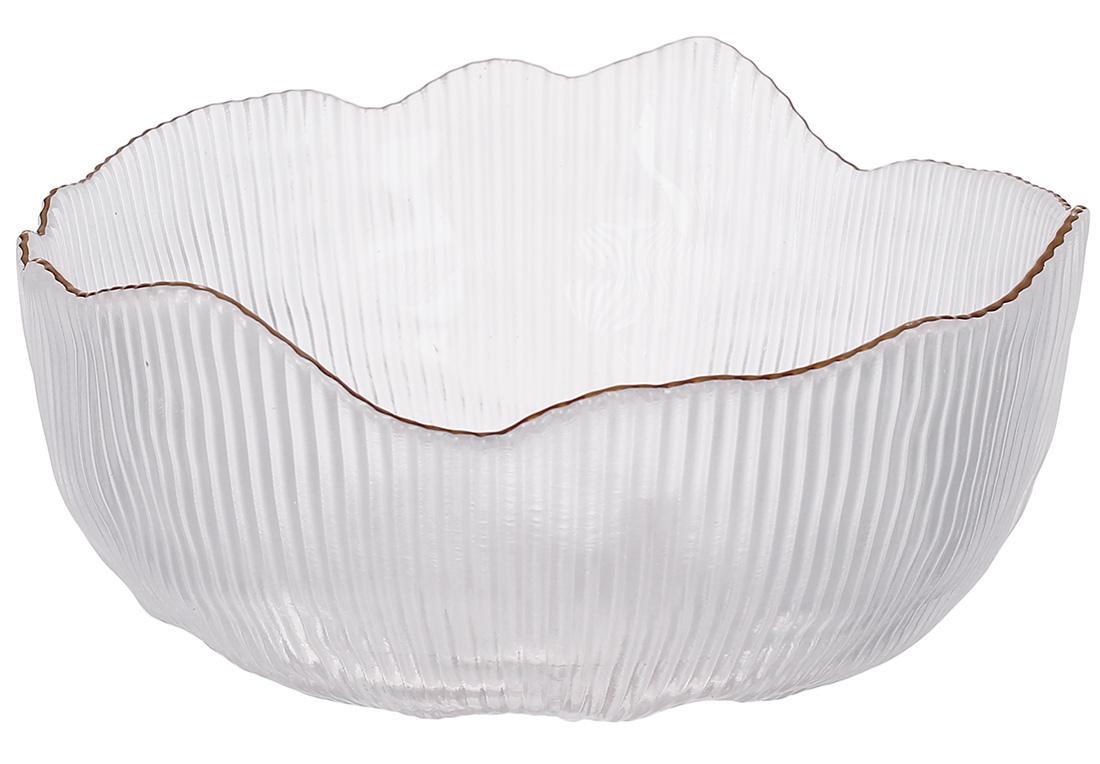 Салатник стеклянный BonaDi Fleur с золотым ободком 12,7 см Прозрачный (992-043)
