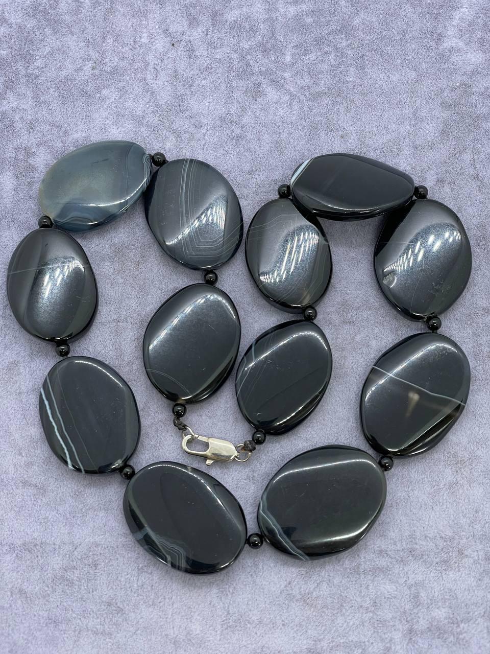 Бусы агат 45 см Черный (9863) Бусы агат 45 см Черный (9863)