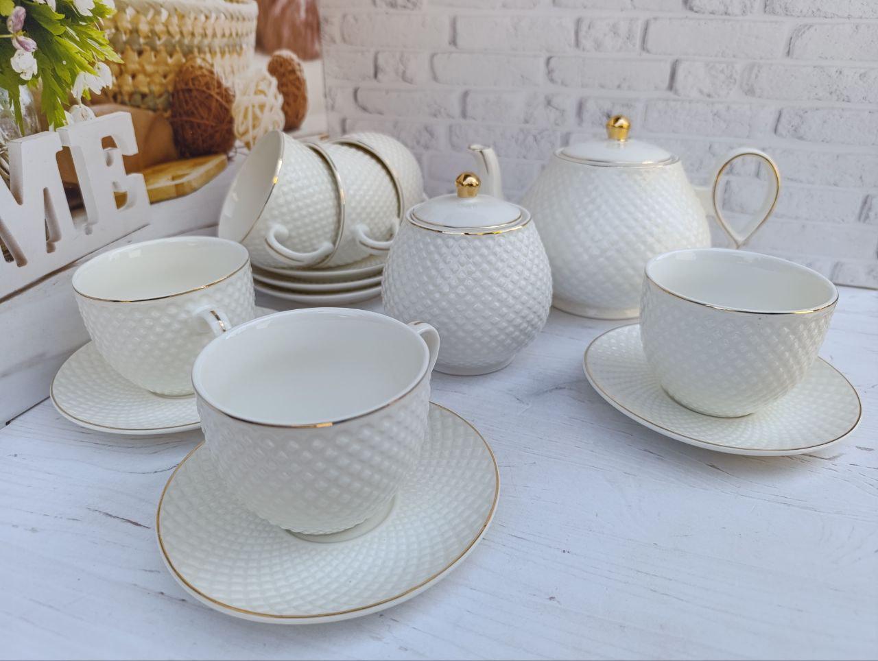 Чайний сервіз SNT Белла порцеляна 260 мл/460 мл/1 л 14 предметів Білий (18041-00) - фото 2