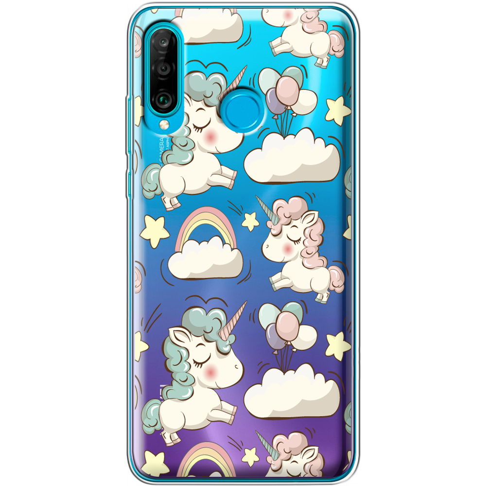 Чехол Boxface Huawei P30 Lite Unicorns Прозрачный силикон (36871-cc2-36871)