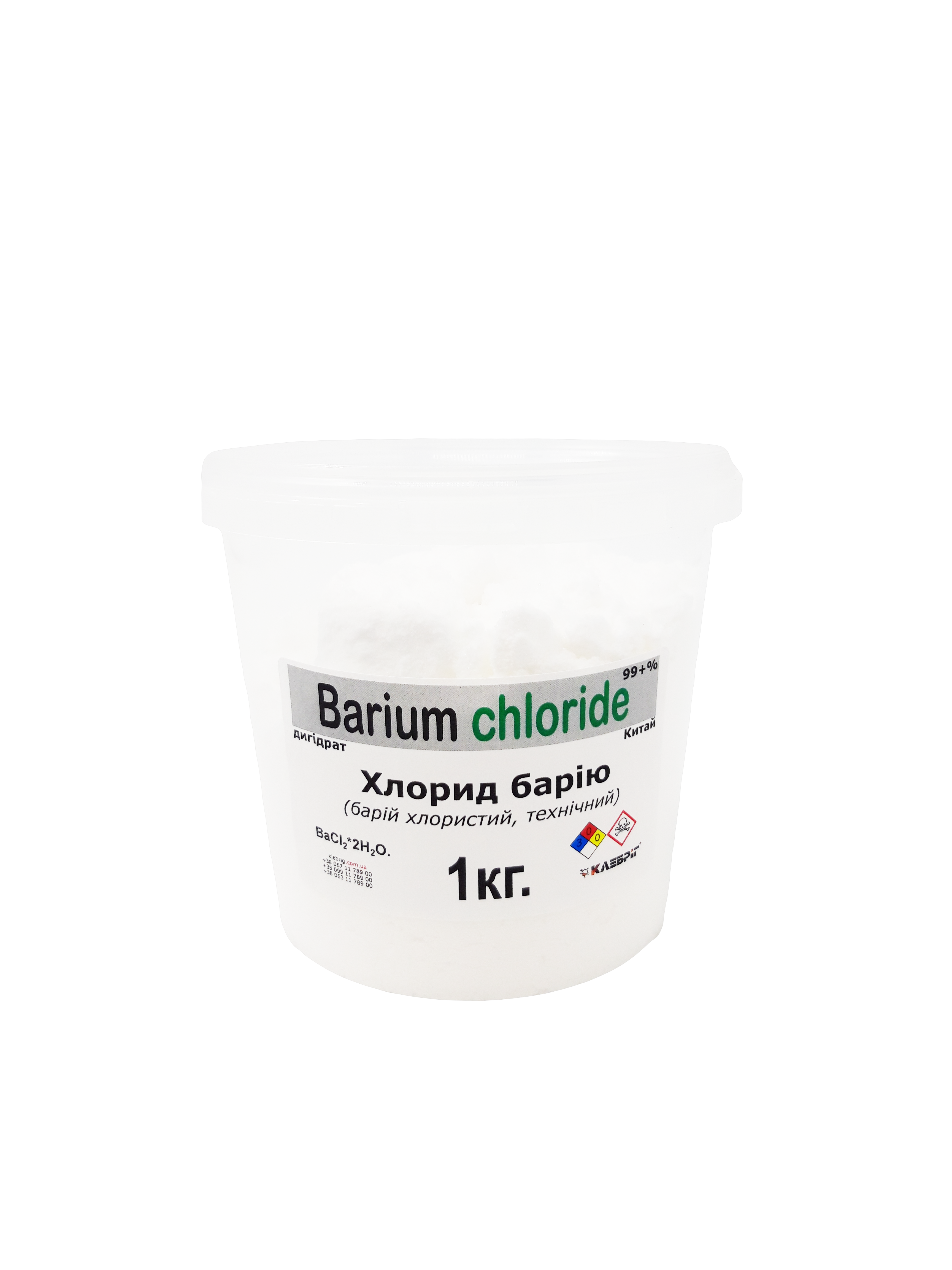 Барію хлорид Klebrig барій хлористий 2-водний технічний 1 кг БАР.Хл-В-1