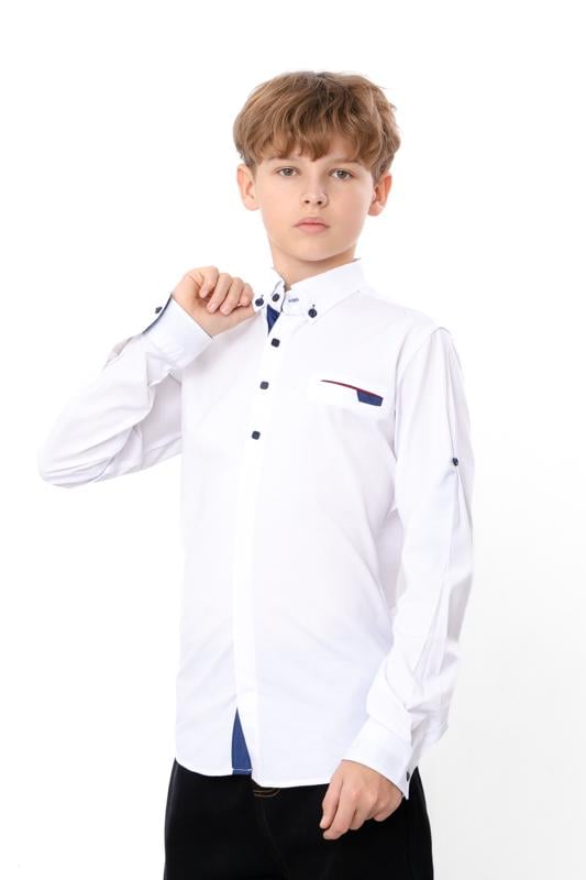 Сорочка класична для хлопчика-підлітка з акцентом Носи Своє р. 16 Білий (15340) - фото 3 Сорочка класична для хлопчика-підлітка з акцентом Носи Своє р. 16 Білий (15340) - фото 3