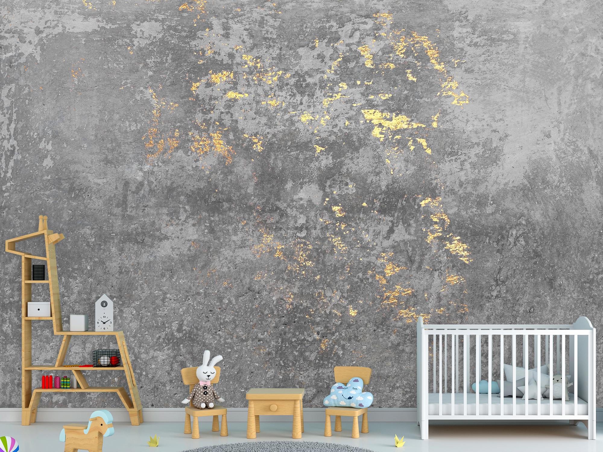 Фотообои флизелиновые абстракция Бетон с золотом 315х210 см (SPF-051/5)