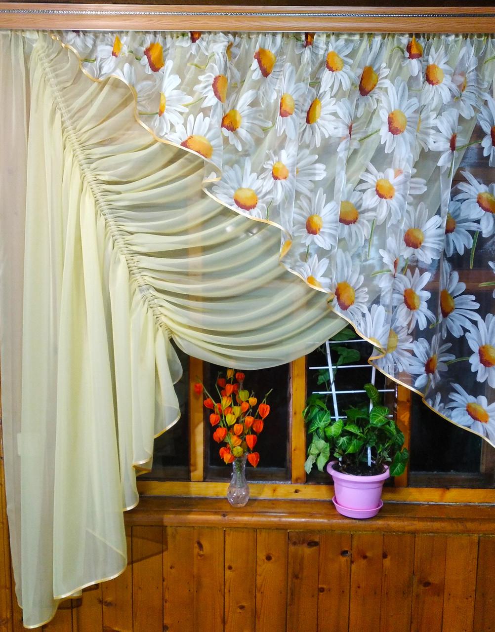 Занавеска Камелия левая Лунный/Ромашка (1312533793)