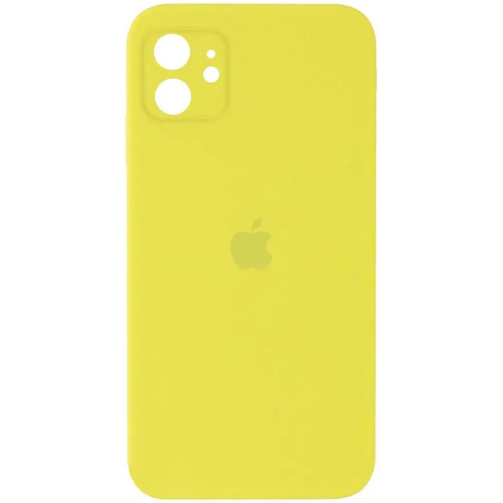 Силіконовий Чохол Накладка з Квадратними Бортиками Silicone Case для iPhone 11 Yellow - фото 1