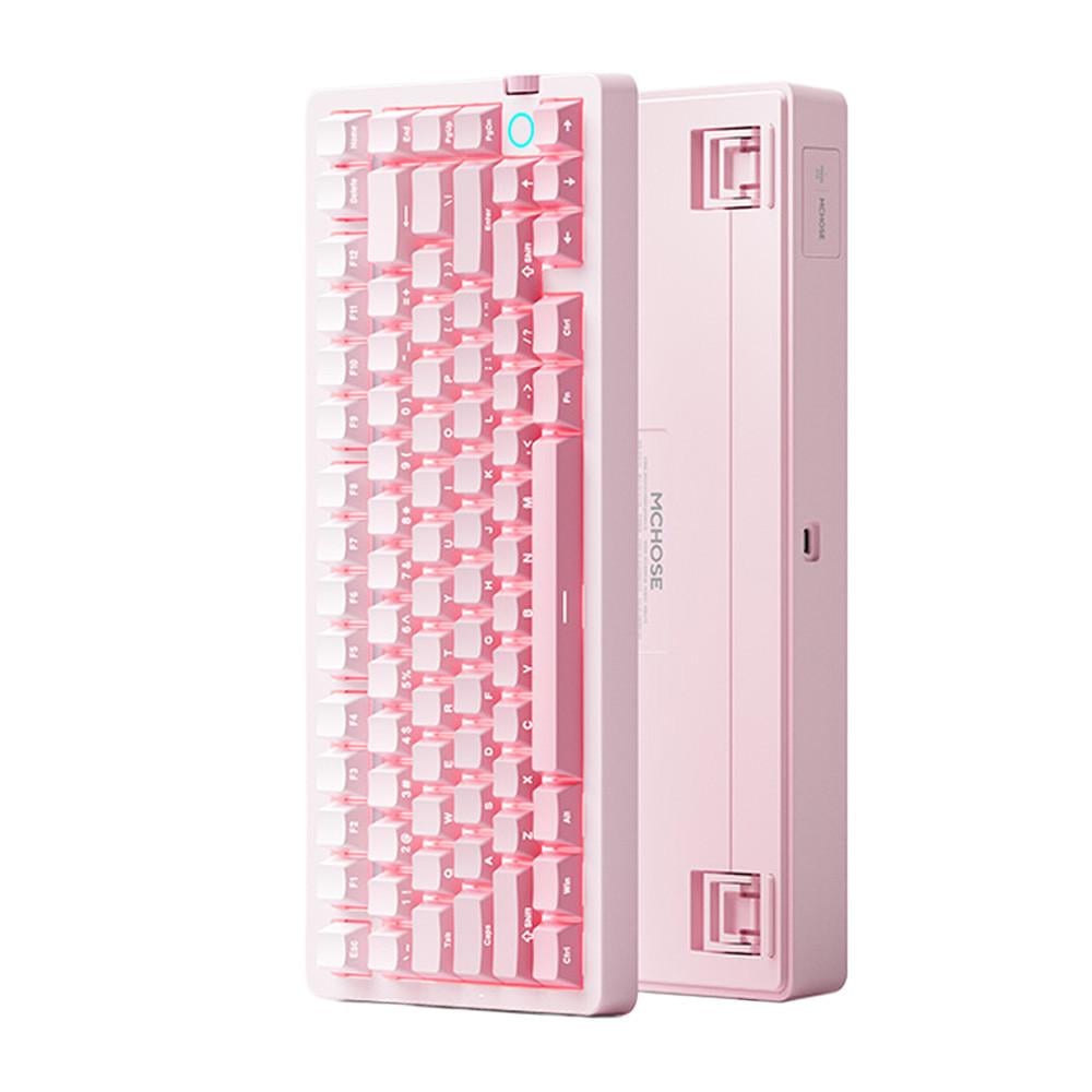 Клавиатура беспроводная механическая MChose G75 V2 Mist peach Ice Blue Switch RGB Bluetooth/2.4G/USB-C 75% PBT 10000 мАч
