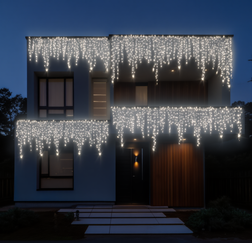 Гирлянда декоративная бахрома уличная 335 LED 20 м от сети белая нить Белый - фото 1