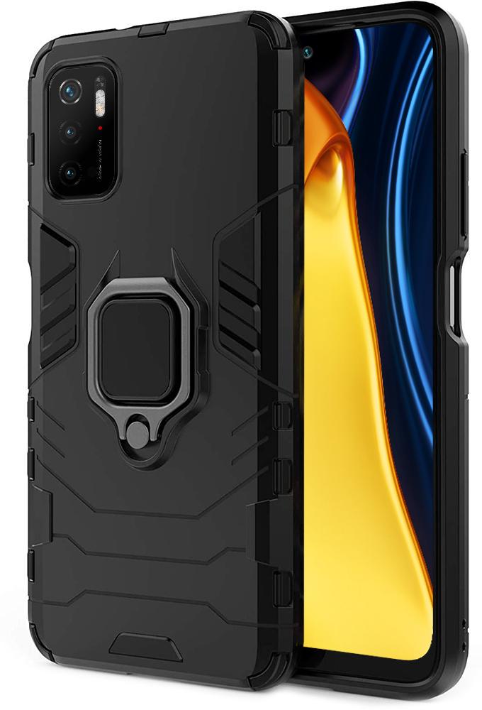 Противоударный чехол Xiaomi Poco M3 Pro 5G (подставка кольцо) Black (22740-2B)