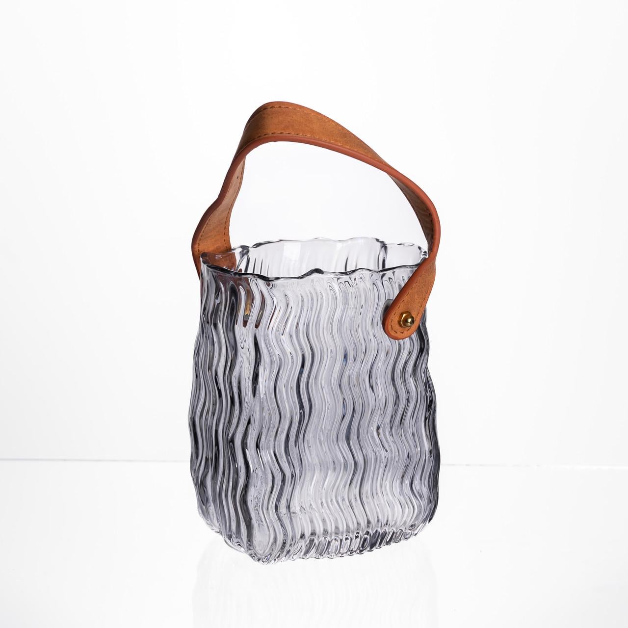 Ваза сумочка з ручкою 12х8,5х16  см 800 мл Сірий (HP-19-154-2)