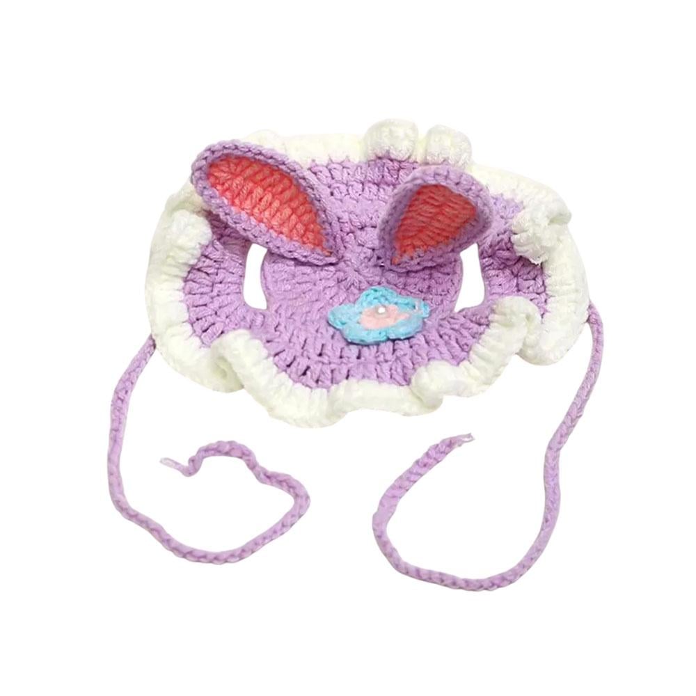 Шапка вязаная для кошек Зайчик Фиолетовый (TA0162_2)