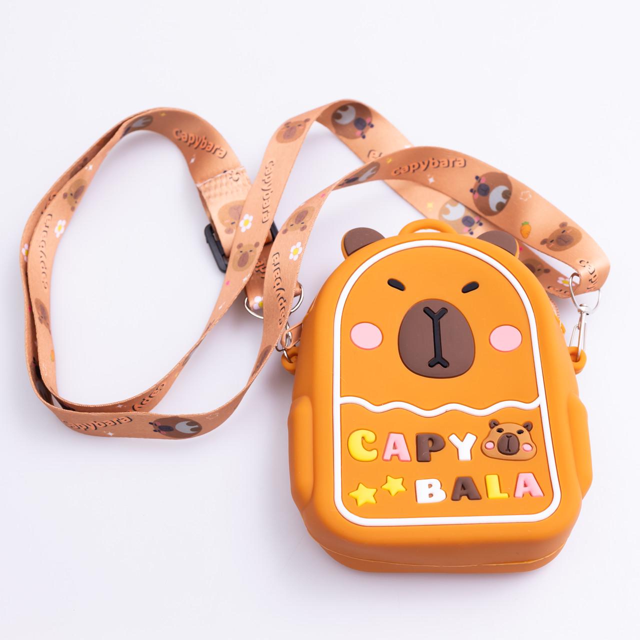 Детская сумочка Капибара силиконовая на молнии 12х10х3 см (HP-55-2BR)