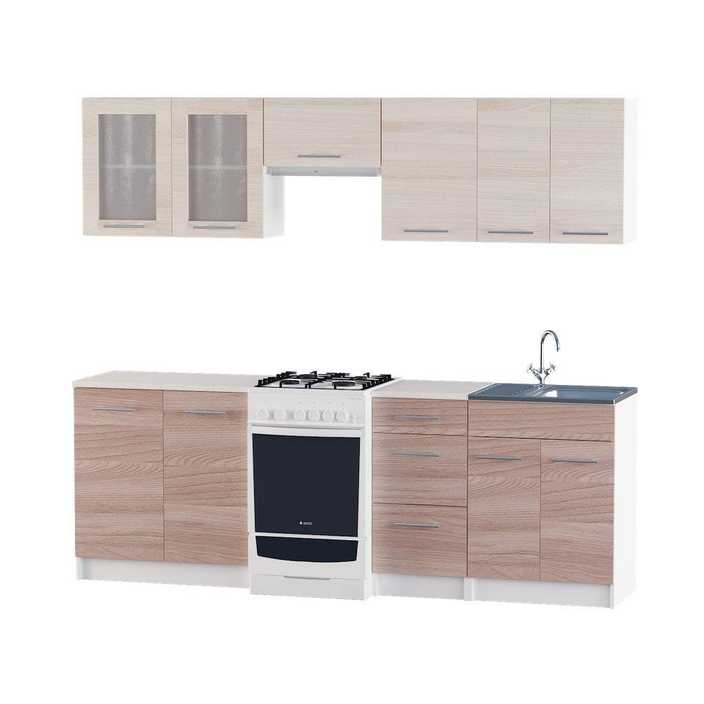 Кухня прямая Эверест Эко набор №11 2,3 м Ясень шимо темный шимо светлый (EVR-2951)