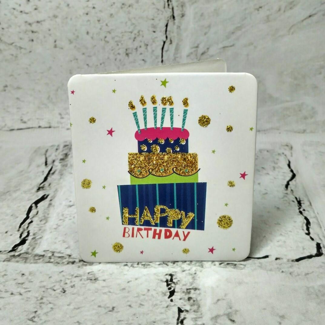 Листівка подарункова Happy birthday з блискітками 7,1х8,2 см (5504-316)