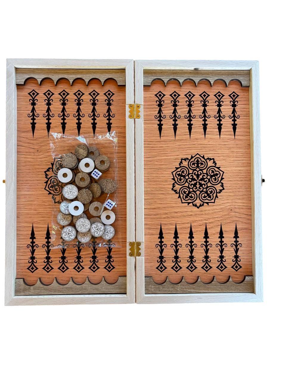 Нарды деревянные с кубиками и фишками 40x40 см (1897541581)