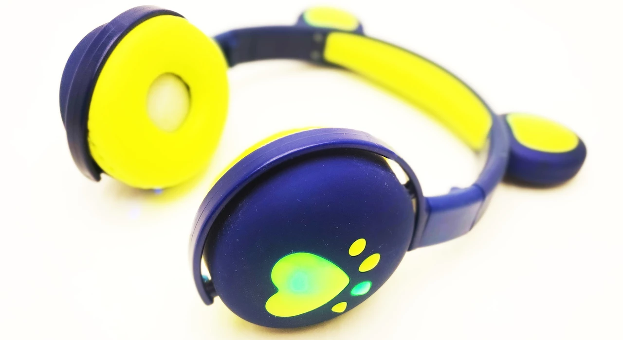 Наушники беспроводные детские ВК-5 с микрофоном с ушками LED Синий (26389236) - фото 6