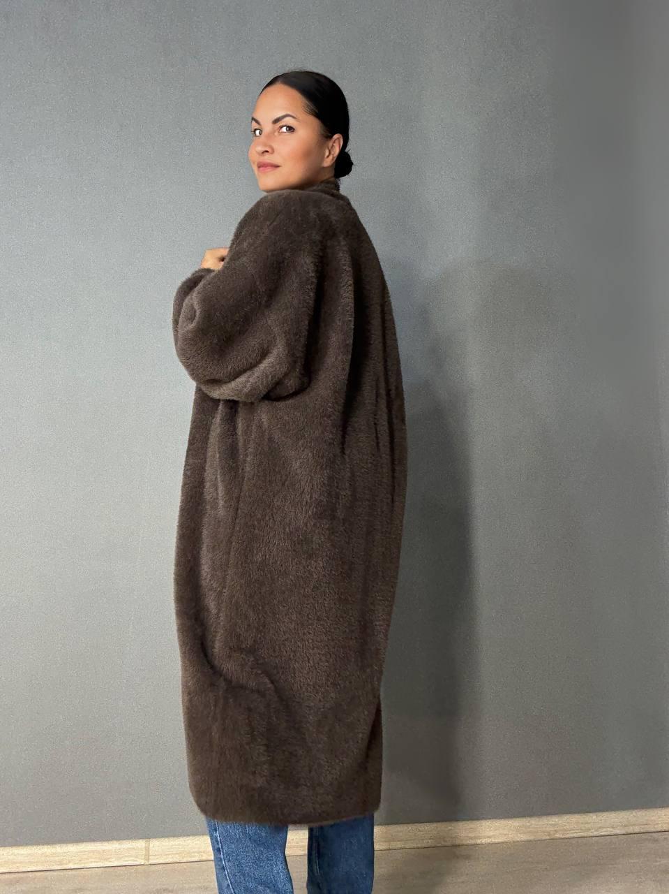 Кардиган жіночий Fancy Matinee 30740 ангора довгий з кишенями OS Коричневий (4871) - фото 3 Кардиган жіночий Fancy Matinee 30740 ангора довгий з кишенями OS Коричневий (4871) - фото 3