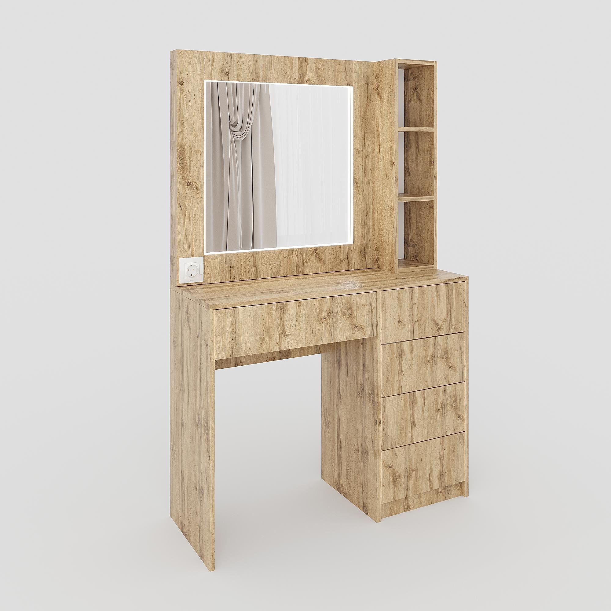 Туалетный столик с LED подсветкой ТЗ-LED 1600х1000х380 мм Дуб Тахо - фото 2 Туалетный столик с LED подсветкой ТЗ-LED 1600х1000х380 мм Дуб Тахо - фото 2