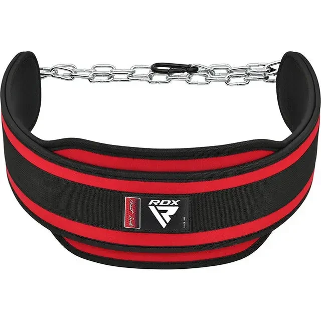 Пояс для обтяжень з ланцюгом RDX PRO DIPPING BELT 2 LAYER неопреновий Red