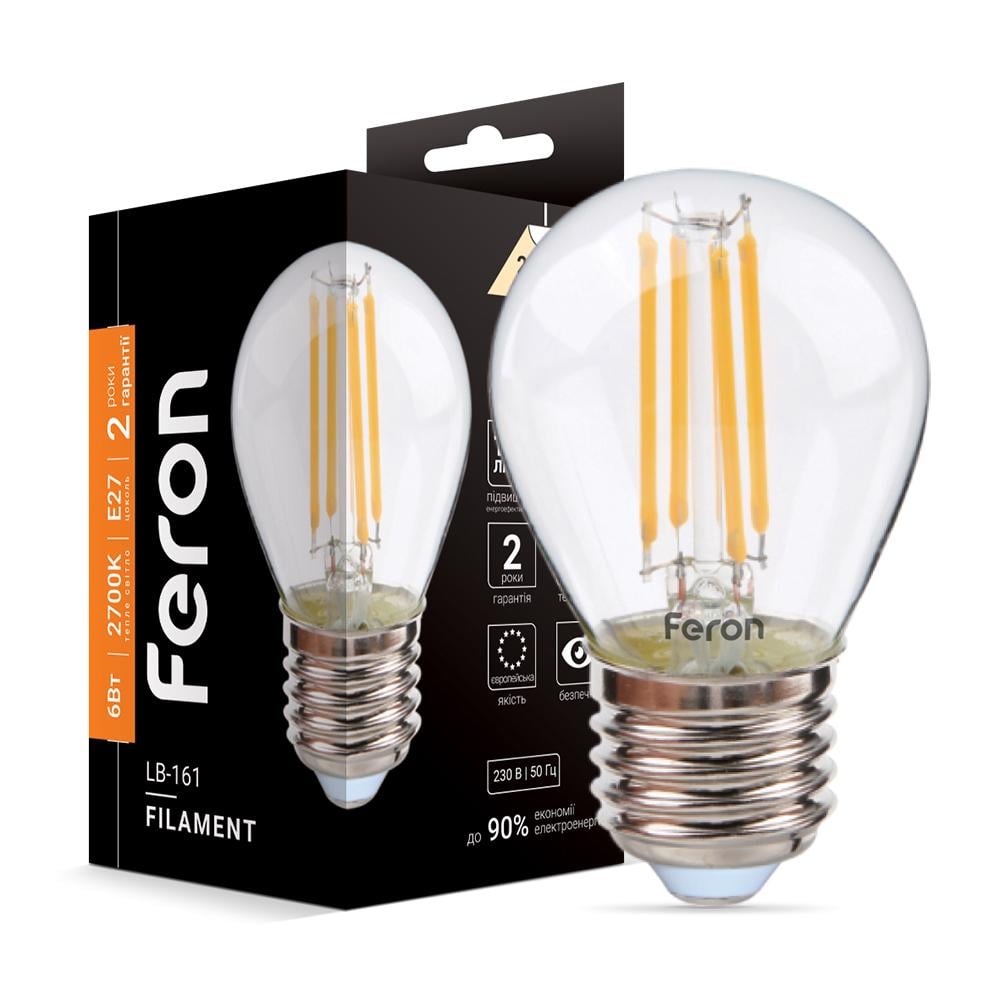 Світлодіодна лампа Feron Filament LB-161 6 Вт E27 2700K