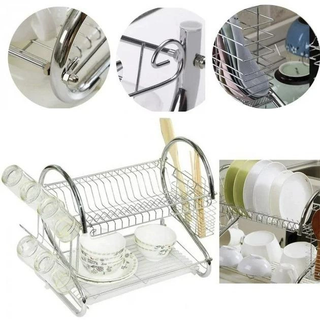 Сушарка для посуду Kitchen Storage Rack S-40 металева Silver - фото 7