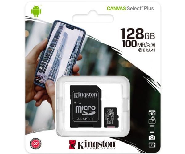 Карта пам’яті Kingston Canvas Select Plus A1 microSDXC Class 10/адаптер SD 128 Gb Black - фото 3