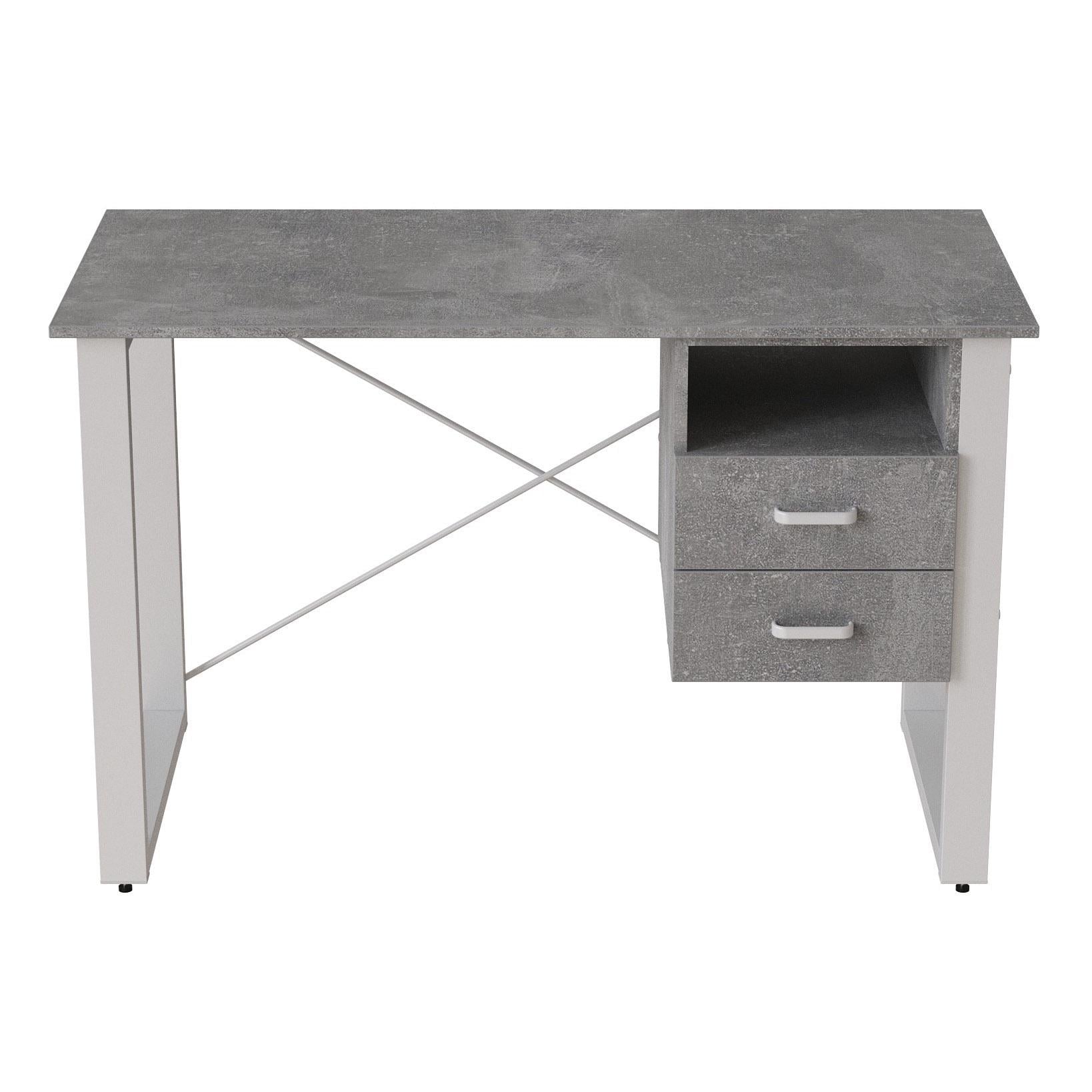 Стол письменный с ящиками Ferrum-decor Оскар 750x1400x600 см 16 мм металл/ДСП Белый/Бетон (FRD-103247)