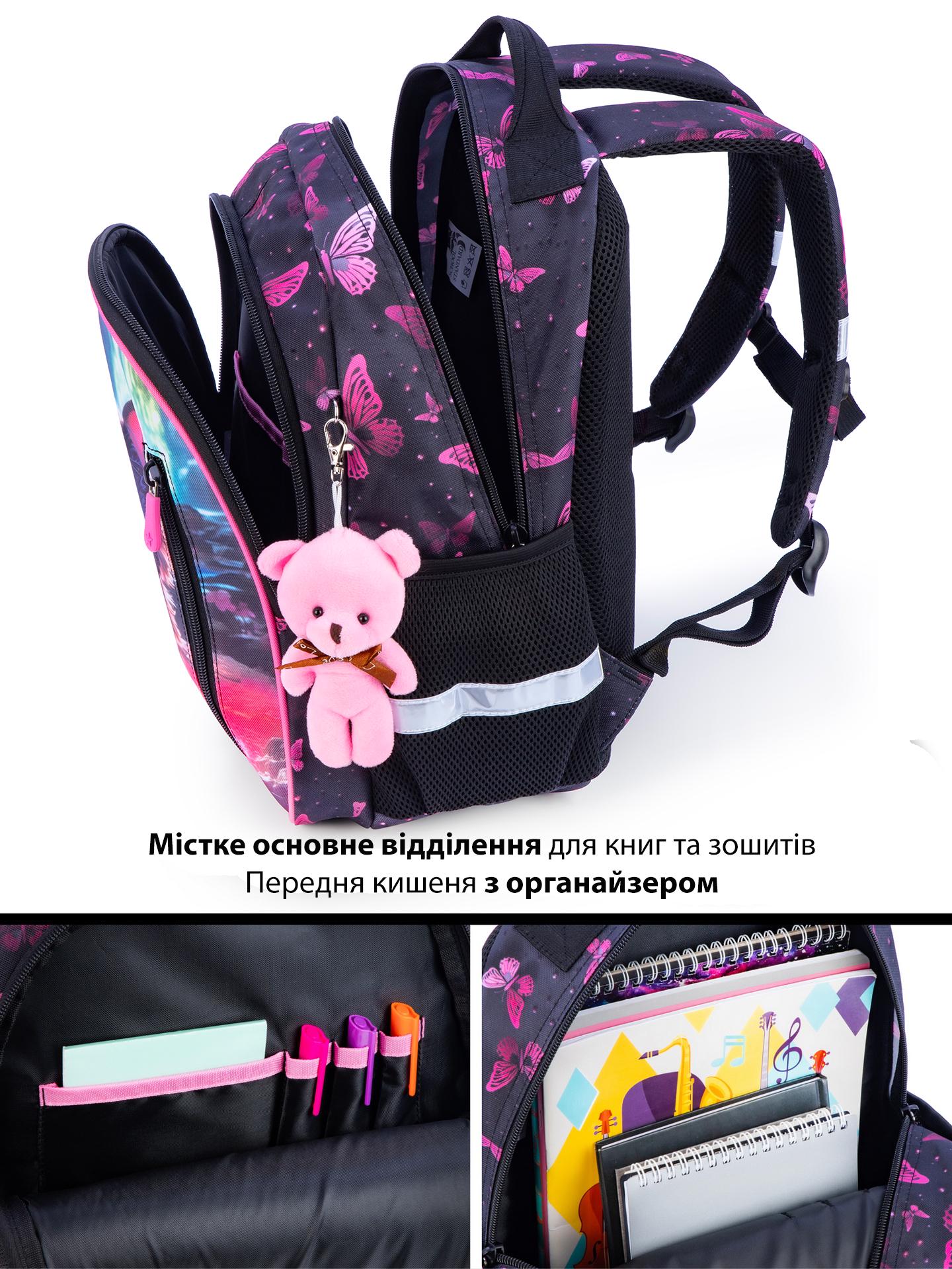 Рюкзак в 1 клас для дівчинки School Standard Котик з ортопедичною спинкою 38х28х16 см (160-3) - фото 3 Рюкзак в 1 клас для дівчинки School Standard Котик з ортопедичною спинкою 38х28х16 см (160-3) - фото 3