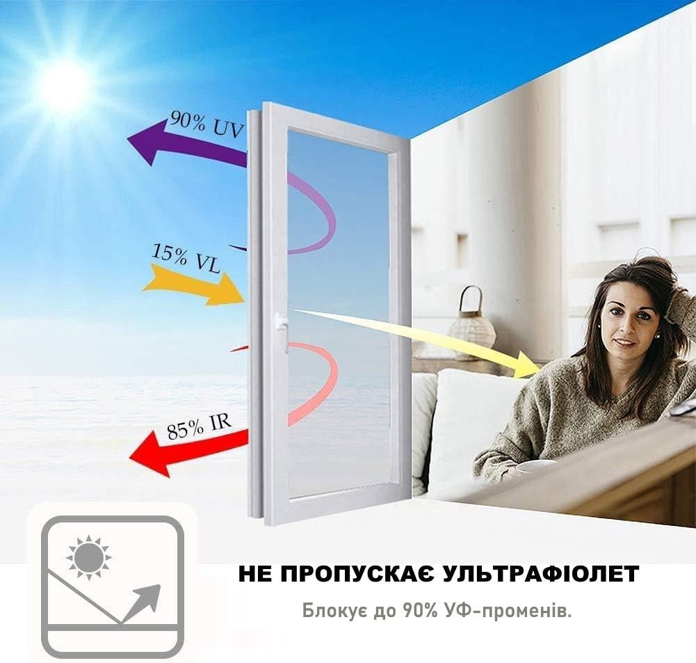 Плівка сонцезахисна багаторазова FILMGOO дзеркальна для тонування вікон із затемненням 60х200 см Синій (13303732) - фото 3