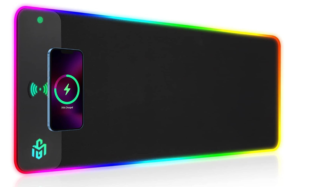 Коврик RGB игровой для мыши GIM с беспроводной зарядкой 15W LED подсветка 10 режимов 800×300×4 мм (2943089621)