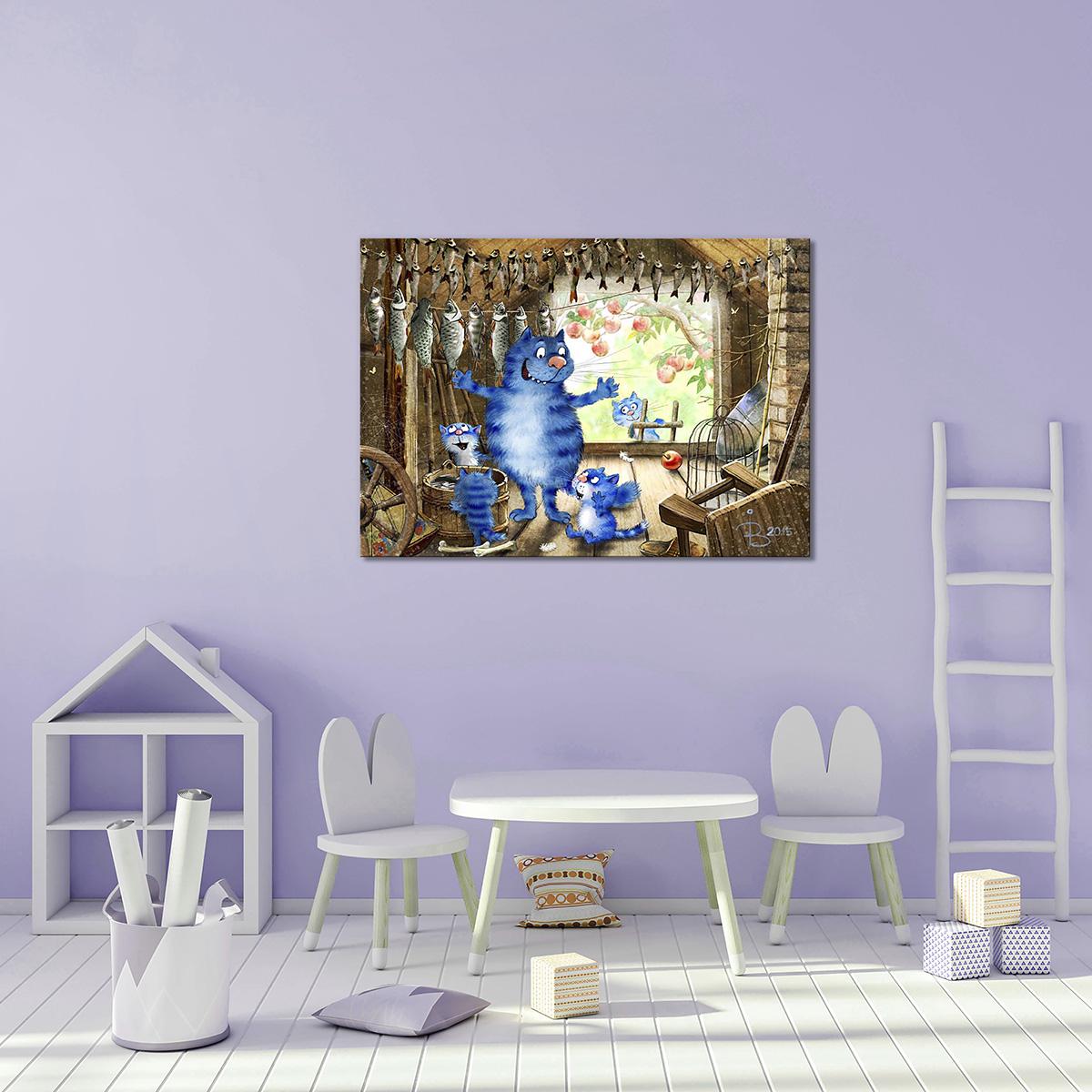 Модульная картина Рассказы об улове рыбы 1 модуль 80x120 см