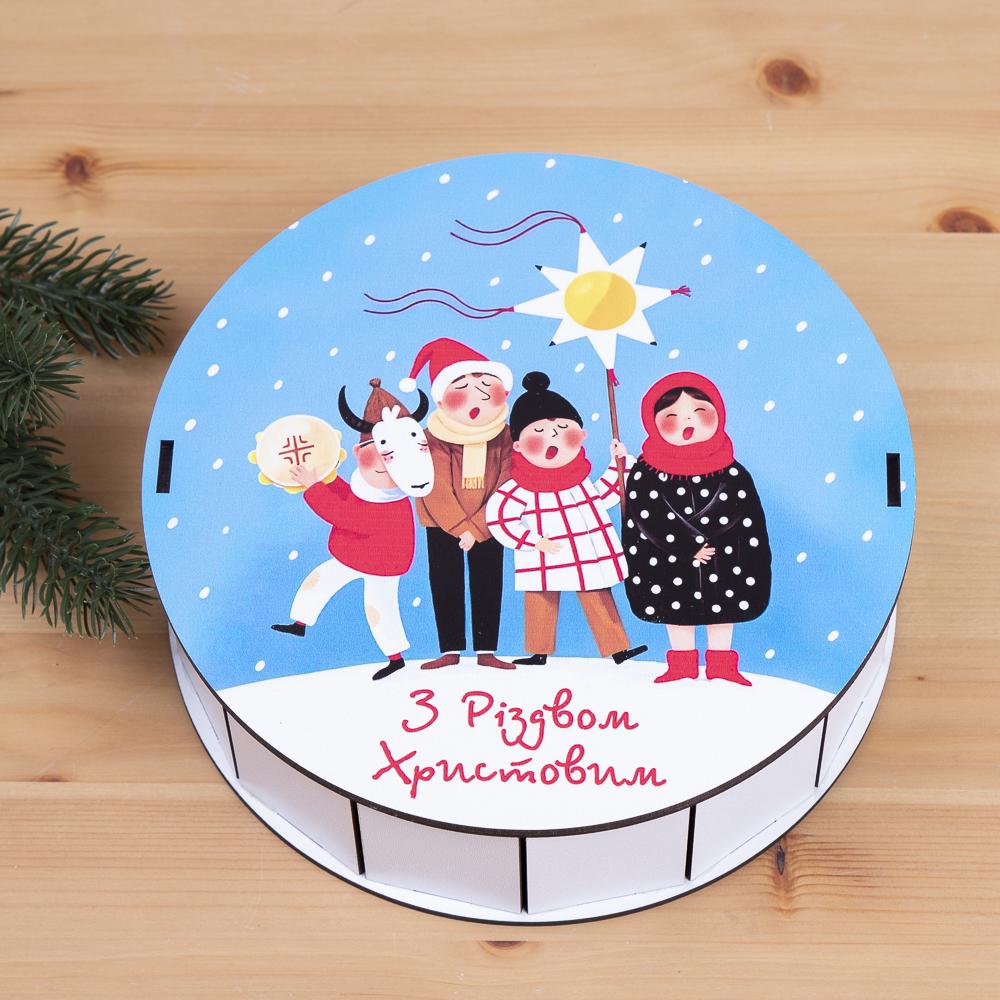 Коробка круглая коляда 19,5 см (6964-42) - фото 1