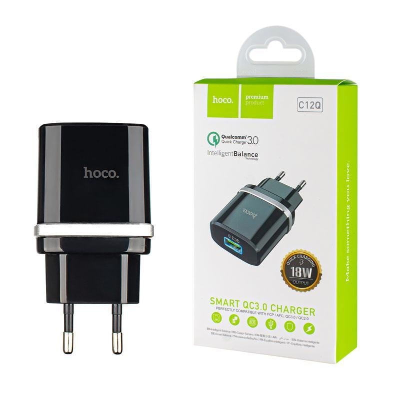Зарядний пристрій Hoco C12Q 1USB QC3.0 Чорний (231647)