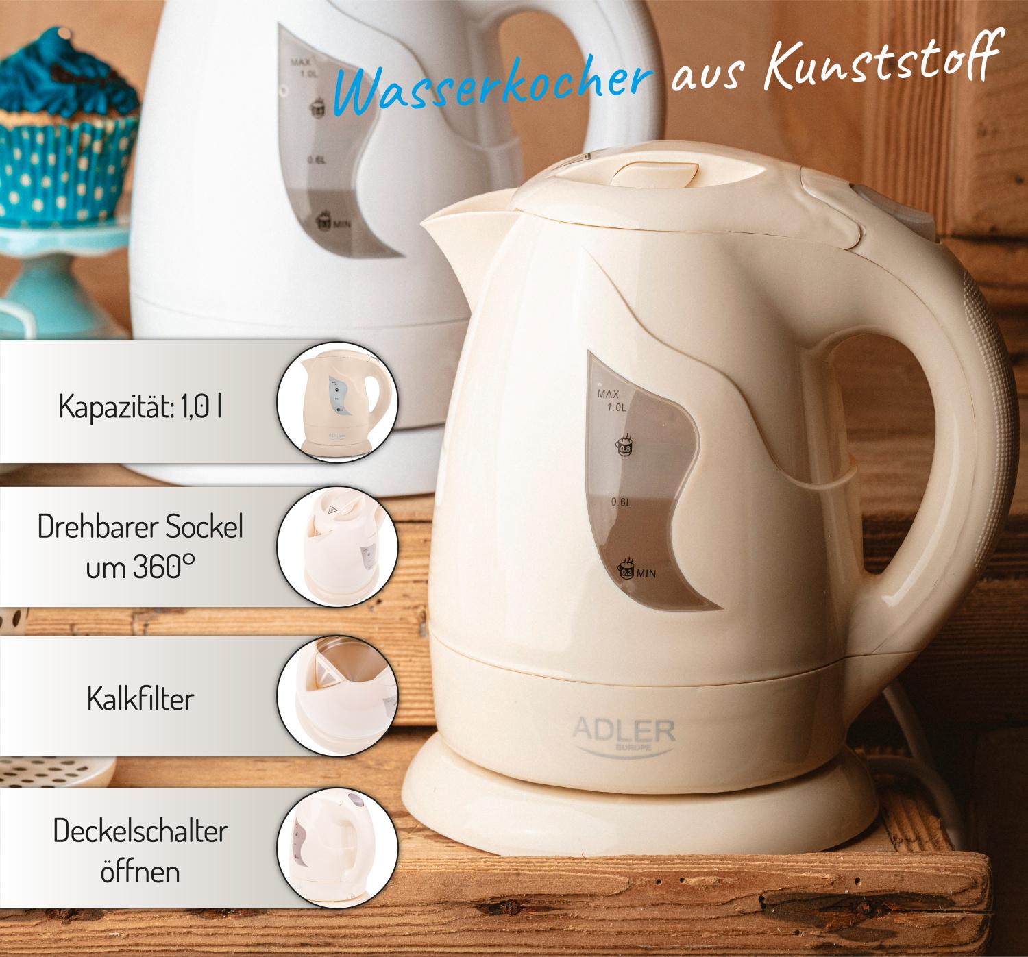 Электрочайник Adler AD 08 компактный 1 л Бежевый (28915329) - фото 8