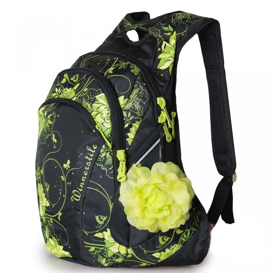 Рюкзак Winner Stile 38х15х43 см Черно-салатовый (245)