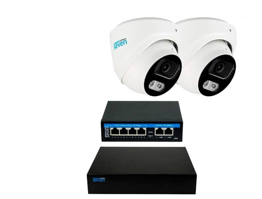 Комплект видеонаблюдения SEVEN IP-7215W2-5MP на 2 купольные 5 Мп IP-камеры
