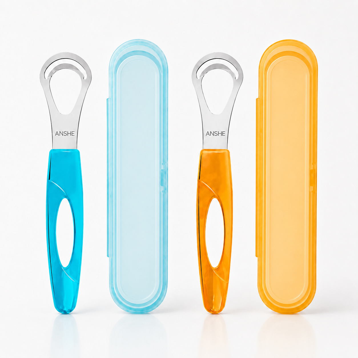 Скребок для языка ANSHE Scrape от налета 2 шт. с кейсом Blue/Orange