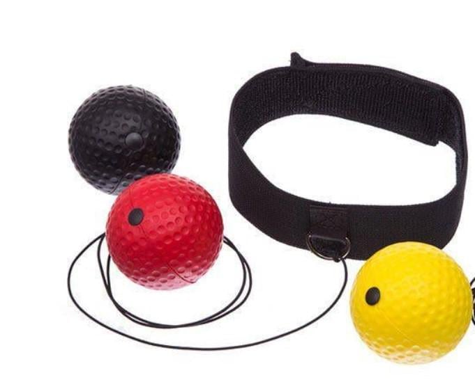 Тренажер для боксу Fight ball BO-1659 с трьомя м'ячами Чорний/Червоний/Жовтий (BO-1659)