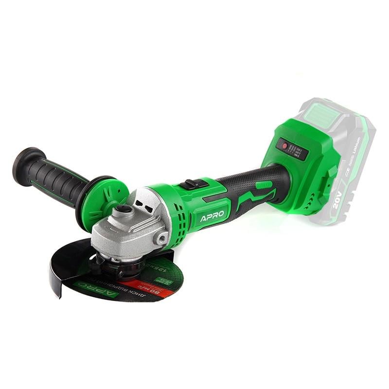 Шліфмашина акумуляторна кутова безщіткова Apro MS 20AGBP 20 В Ø 125 мм без АКБ/без ЗП (895105)