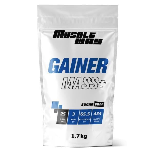 Гейнер углеводно-белковый MuscleWay GAINER MASS+ с сывороточным протеином 65,5% углеводов 1,7 кг Дыня (124-125-g-mw-rs1,7-6)