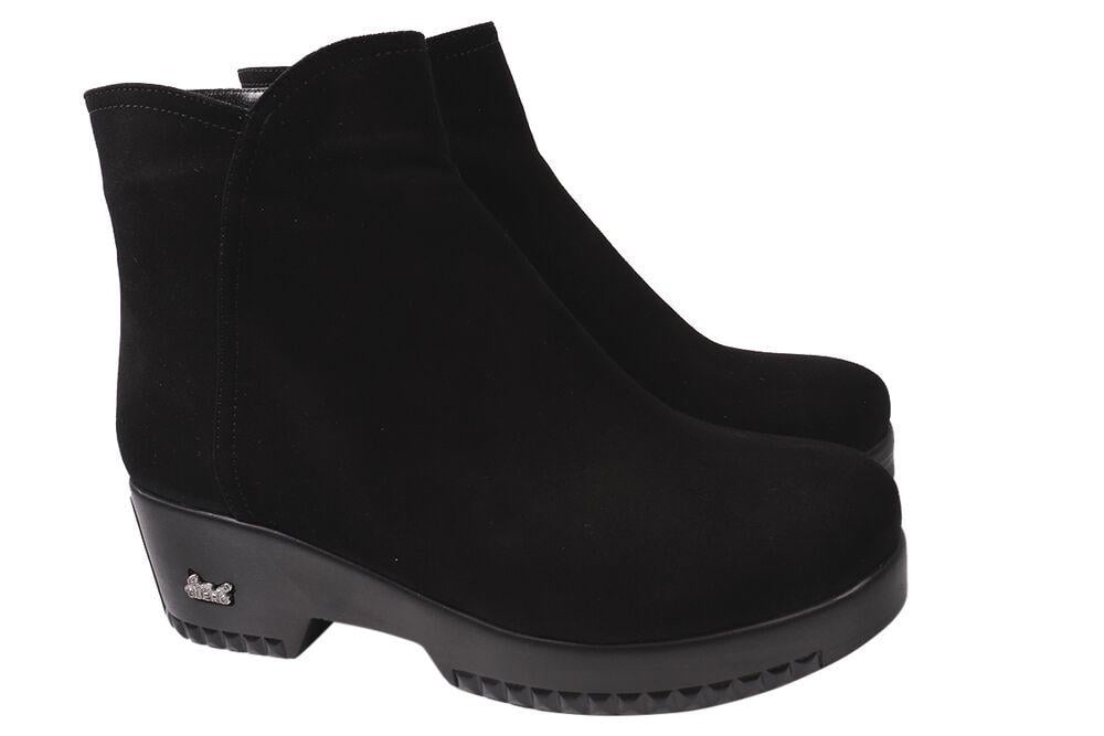 Ботинки женские Guero из замши на маленьком каблуке высокие р. 37 Черный (334-9/20DHC)