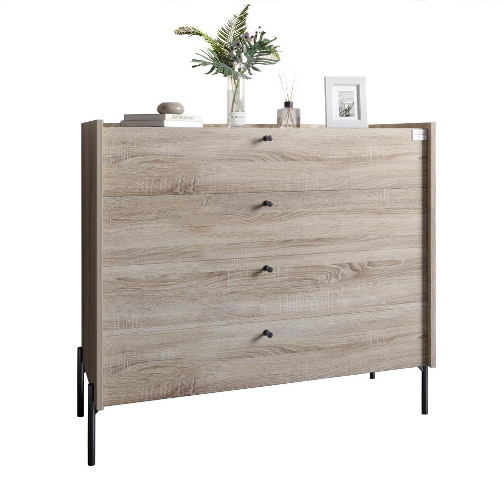 Комод с 4 ящиками Lion Wood с черными ножками 100х90х45 см Дуб Сонома (000-000-1947) - фото 2 Комод с 4 ящиками Lion Wood с черными ножками 100х90х45 см Дуб Сонома (000-000-1947) - фото 2