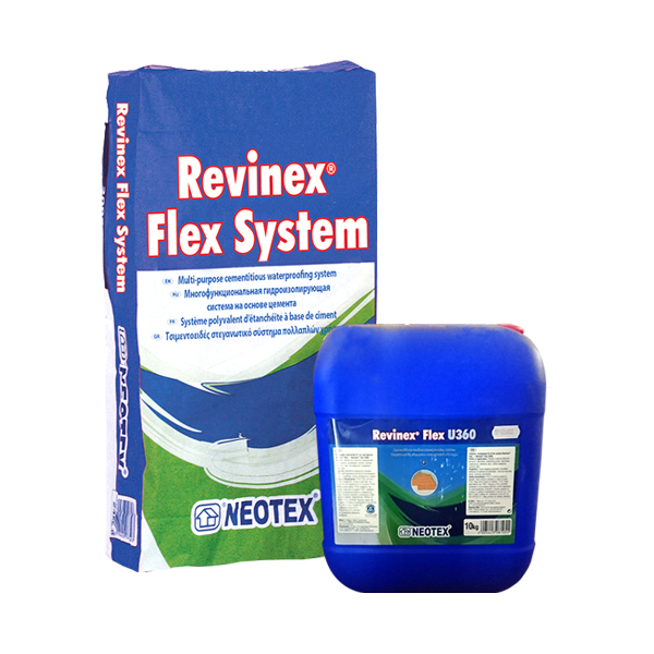 Гидроизоляция полимерцементная эластичная Neotex Revinex Flex U360 А+В 35 кг Серый