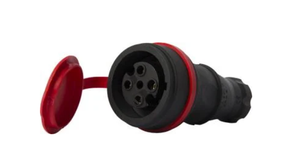 Силова розетка E.NEXT e.socket.rubber.061.16 3P+N 16А 400 В переносна каучук IP44 Чорний (s9100036)