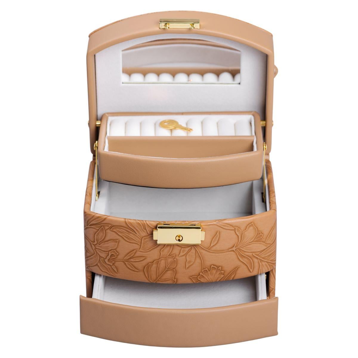 Скринька для прикрас з екошкіри 3 яруси із замком HP-5-23BR (A-033868)